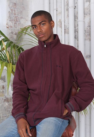 VINTAGE CHAMPION FULL ZIP LOGO FEECE BROWN BLACK
