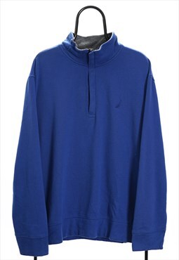 Vintage Nautica Blue Quarter Zip Sweatshirt Mens
