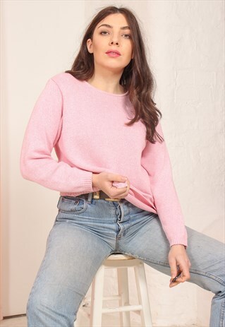 VINTAGE 80S WOOL JUMPER IN CANDY PINK