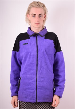 COLUMBIA MENS VINTAGE FLEECE JACKET LARGE PURPLE 90S