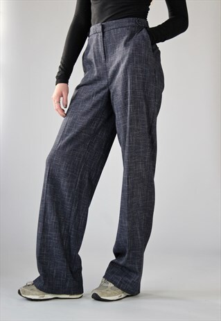 VINTAGE CHECKED RELAXED PLEATED TROUSERS