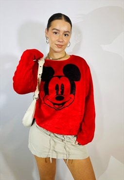 Vintage Size L Disney Mickey Mouse Fleece Sweatshirt in Red