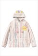 STRIPED FLEECE JACKET FLUFFY BOMBER ANIME COAT PASTEL PINK