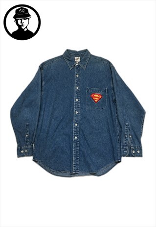 VINTAGE SUPERMAN WARNER BROS. DENIM SHIRT