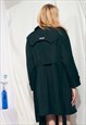 REWORKED VINTAGE TRENCH COAT 70S FEMINIST PATCH BLACK JACKET