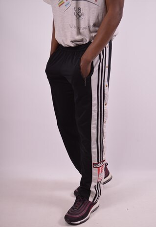 ADIDAS MENS VINTAGE TRACKSUIT TROUSERS MEDIUM BLACK 90S