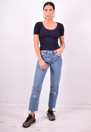 DOLCE & GABBANA WOMENS VINTAGE T-SHIRT TOP XS NAVY BLUE 90'S