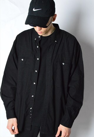 VINTAGE 90S BLACK MINIMALIST LONG SLEEVE SHIRT