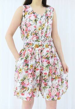 90s Vintage Floral Playsuit Romper (Size M)