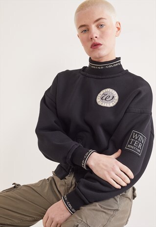 VINTAGE BENETTON HIGH COLLAR SWEATSHIRT BLACK