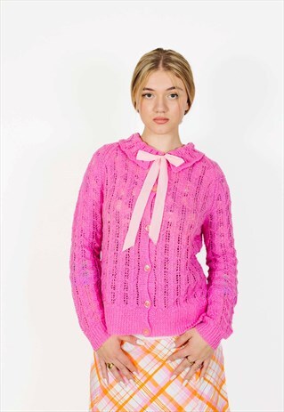 Vintage 90s Handmade Coquette Crochet Cardigan