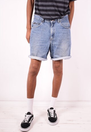 LEE MENS VINTAGE DENIM SHORTS W36 BLUE 90S