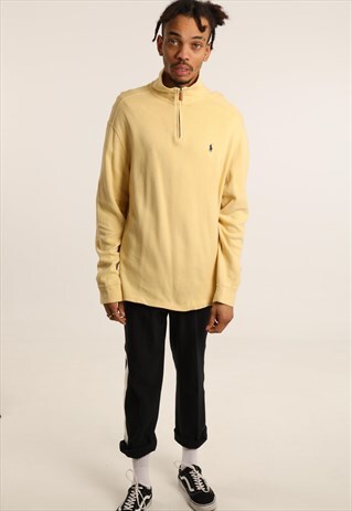 VINTAGE RALPH LAUREN EMBROIDERED LOGO 1/4 SWEATSHIRT