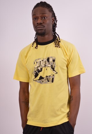 KAPPA MENS VINTAGE T-SHIRT TOP MEDIUM YELLOW 90S
