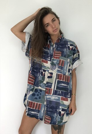 PATTERNED OVERSIZED RETRO VINTAGE UNISEX FESTIVAL SHIRT
