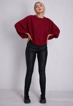 Maroon Batwing Sleeved Poncho ONE SIZE FIT (10-14)