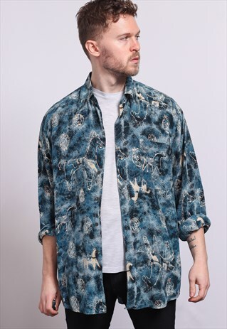 VINTAGE ABSTRACT PATTERNED SHIRT 90'S