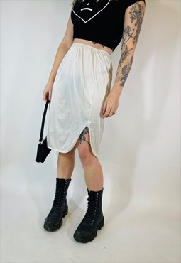 Vintage 90s 00s Y2K Grunge Satin Mesh Lace Midi Skirt