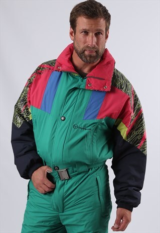 VINTAGE SERGIO TACCHINI FULL SKI SUIT TALL UK L 42-44" (EBA)