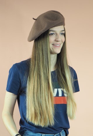 VINTAGE BROWN WOOL BERET