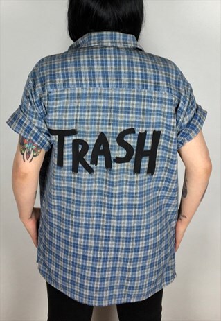 TRASH HAND PAINTED ST MICHAEL CHECK SHIRT SIZE SMALL