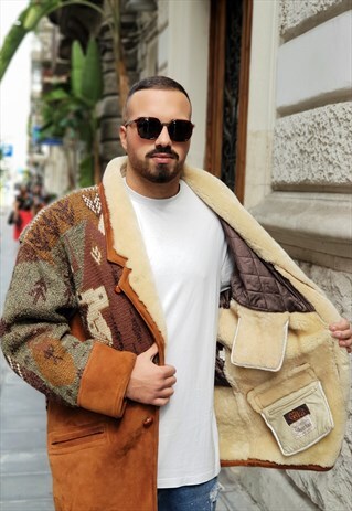 WINTER WOOL SHERPA SHEARLING COAT VINTAGE 90'S COD.9-49