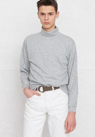 VINTAGE GREY WRANGLER LONG SLEEVE TURTLE ROLL NECK TOP