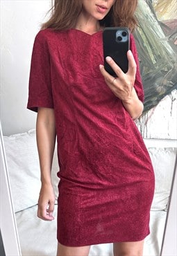 80's Mini shift Dress In Red - M