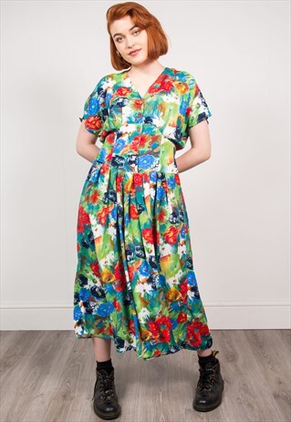 VINTAGE 90'S MIDI DRESS FLORAL