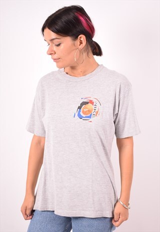 NIKE WOMENS VINTAGE T-SHIRT TOP LARGE GREY 90S