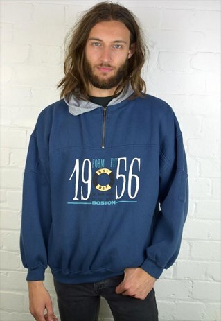 VINTAGE 90'S 1/4 ZIP HOODED SWEATSHIRT