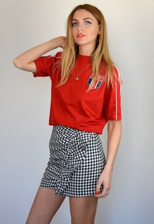 VINTAGE 90S RED & WHITE ADIDAS SPORT TOP T-SHIRT