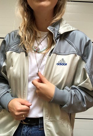 90S 00S ADIDAS GREY BEIGE HOODED JACKET
