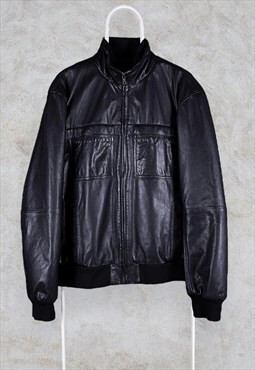 Black Leather Jacket M&S Large