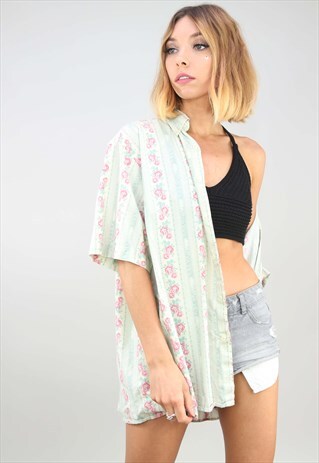 VINTAGE OVERSIZED SHORT SLEEVE PATTERNED SHIRT