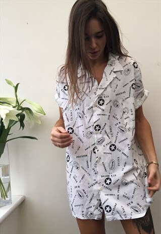 PATTERNED ABSTRACT OVERSIZED VINTAGE UNISEX FESTIVAL SHIRT.