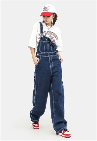DENIM DUNGAREES HIGH QUALITY JEAN OVERALLS IN BLUE