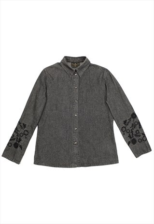 RARE FENDI 80S EMBROIDERED DENIM SHIRT