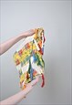 PATCHWORK HEADSCARF, VINTAGE FLOWERS SHAWL, 80S MULTICOLOR 