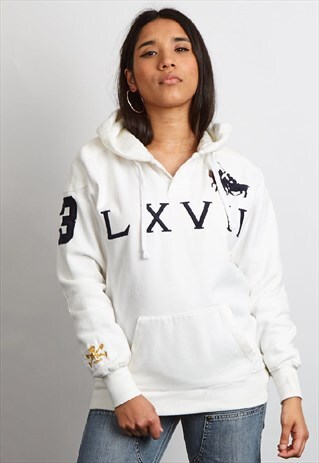 RARE VINTAGE 90'S POLO RALPH LAUREN WHITE HOODIE