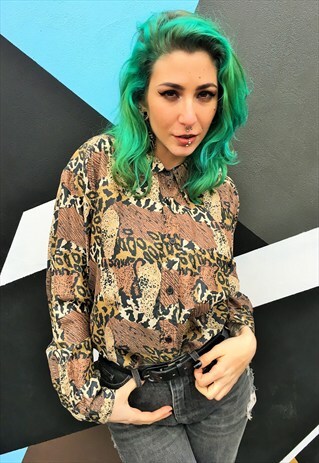 VINTAGE ANIMAL PRINT SILK BLOUSE