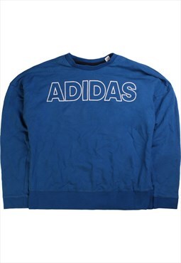 Vintage  Adidas Sweatshirt Spellout Crewneck Blue Large