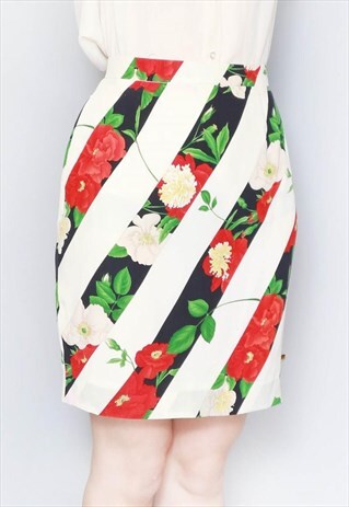 VINTAGE 1980'S FAESE FISSI SILKY FLORAL PRINT MINI SKIRT