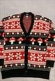 VINTAGE ABSTRACT KNITTED CARDIGAN MUSHROOM PATTERNED SWEATER