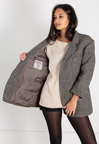 VINTAGE 80S HARRIS TWEED BLAZER JACKET / S9524