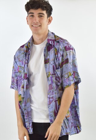 VINTAGE PURPLE 90S PATTERN SHIRT