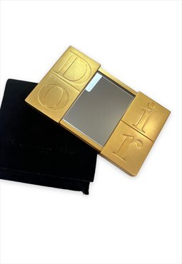 Christian Dior mirror gold tone metal handbag compact mirror