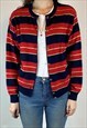 VINTAGE BURBERRYS RED STRIPE BUTTON-UP SWEATER