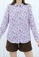 90S VINTAGE PURPLE MULTICOLOURED FLORAL COLLARED SHIRT