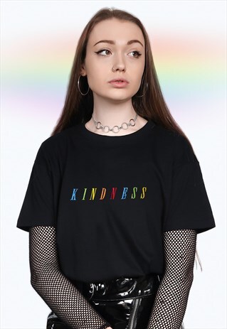 KINDNESS EMBROIDERED RAINBOW T-SHIRT